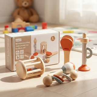 Set 5 Instrumentos Musicales Madera Bebé