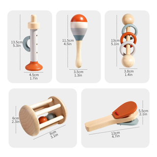 Set 5 Instrumentos Musicales Madera Bebé
