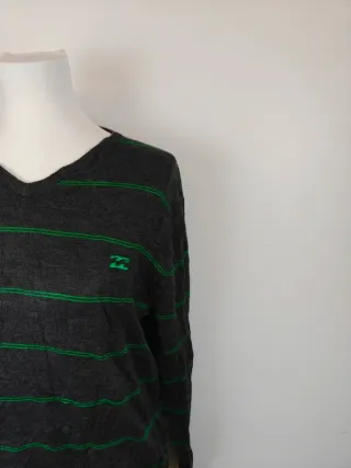 Jersey Billabong| Rayas | Talla M | Gris y Verde