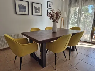 6 Sillas Comedor Terciopelo Amarillo