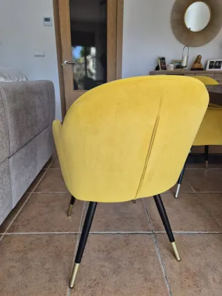6 Sillas Comedor Terciopelo Amarillo