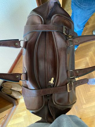 Bolso de viaje vintage de cuero marrón