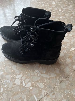 Botines piel mujer negros con pedrería