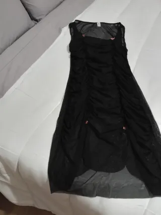 Camisón tul elástico transparente negro