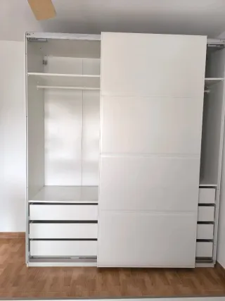 Armario doble blanco con cajoneras