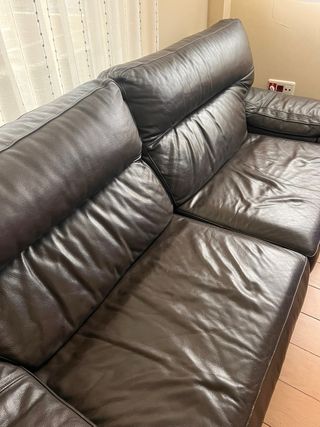 Sofá 3 plazas piel marrón chocolate