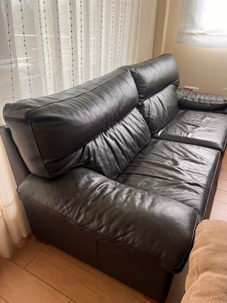 Sofá 3 plazas piel marrón chocolate