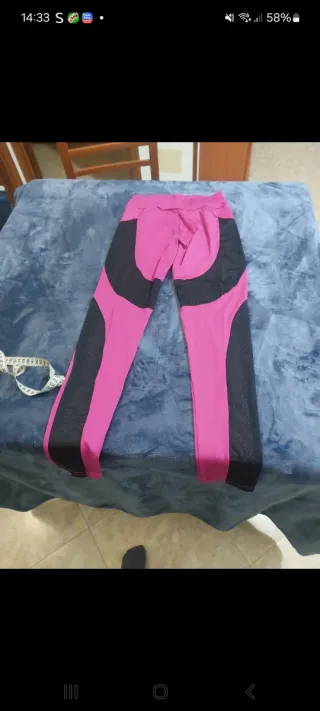 Leggings fitness fucsia e nero