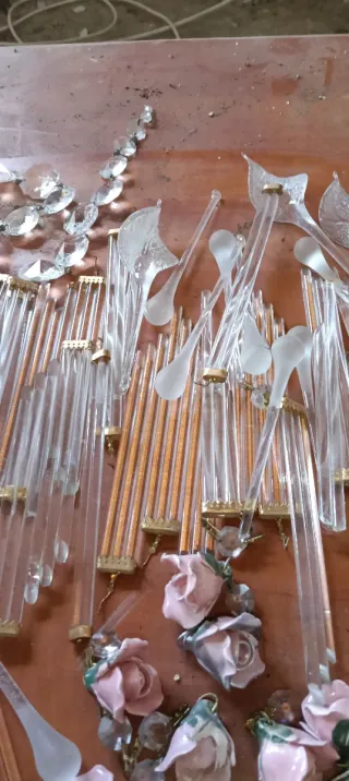 Lote cristales antiguos lámpara