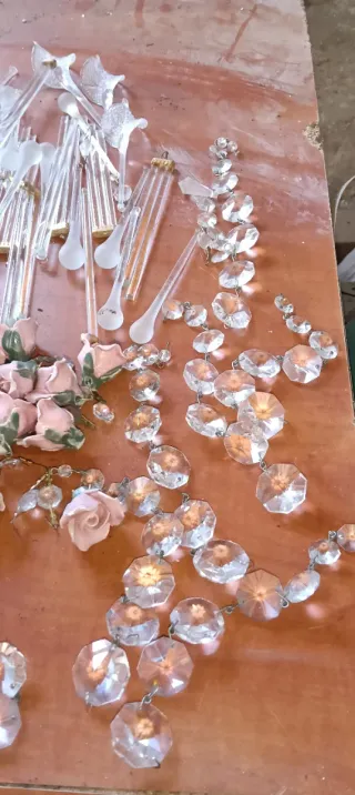 Lote cristales antiguos lámpara