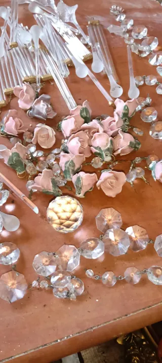 Lote cristales antiguos lámpara