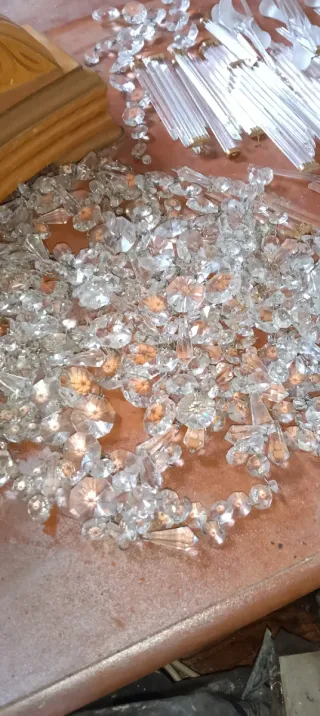 Lote cristales antiguos lámpara