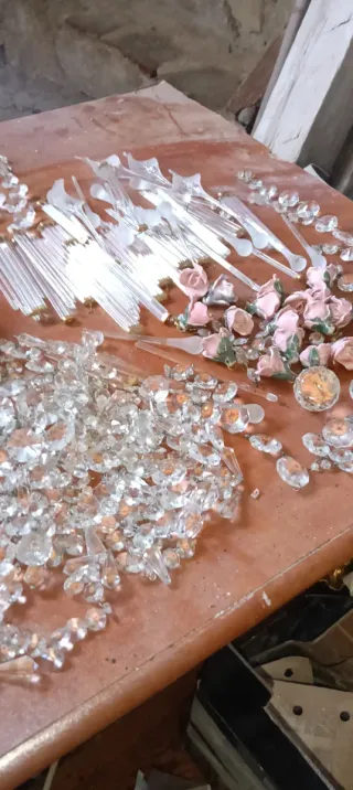 Lote cristales antiguos lámpara