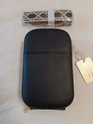 Bolso Cartera Móvil Negro Correa Multicolor