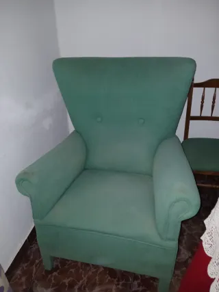 Conjunto 2 sillones de tela verde no