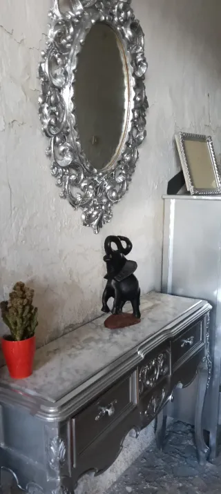 Vitrina Vintage Plata Cristal y Madera