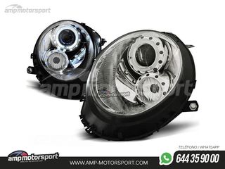 FAROS DELANTEROS OJOS DE ANGEL PARA MINI COOPER R56/R57 CROMO 2006-2014