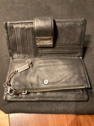 Cartera Larga Diesel Cuero Negro Vintage