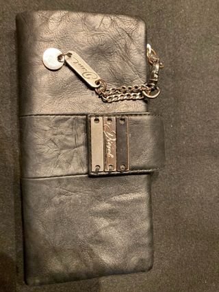 Cartera Larga Diesel Cuero Negro Vintage