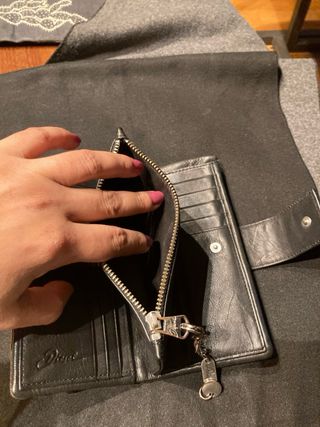 Cartera Larga Diesel Cuero Negro Vintage