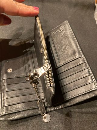 Cartera Larga Diesel Cuero Negro Vintage