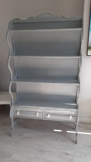 Estantería librería estilo vintage gris de madera