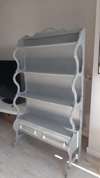 Estantería librería estilo vintage gris de madera