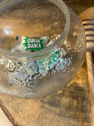 Vasetto in vetro vintage con coperchio