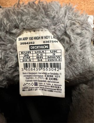 Botas Invierno Mujer Talla 36 Negras/Gris