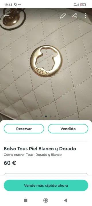 Bolso Tous Piel Blanco y Dorado