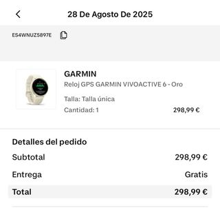 Garmin Vívivoactive 6 Dorado con correa blanca