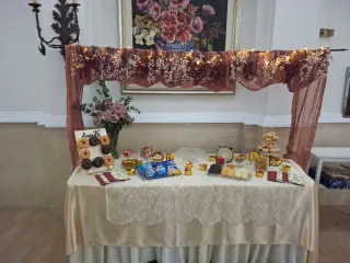 Decoración Mesa Celebración Tela Madera