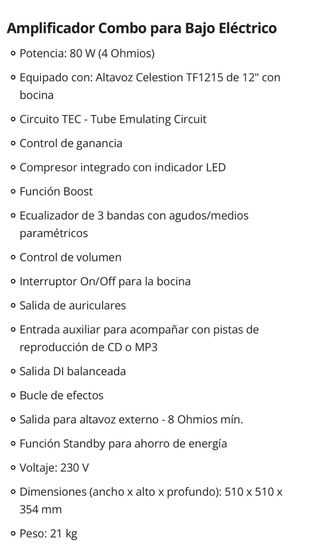 Amplificador Bajo Harley Benton HB-80B