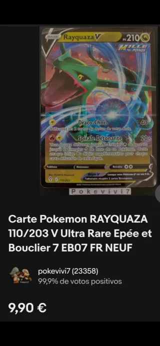 Carta Pokémon Rayquaza V 210/203 GOLPE FLUIDO