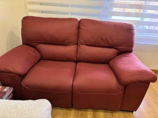 Sofá 3+2 motorizado, rojo, ante