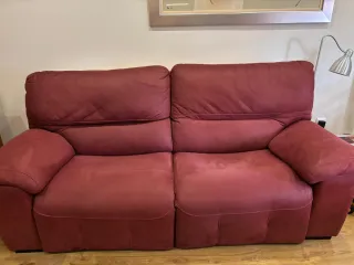 Sofá 3+2 motorizado, rojo, ante