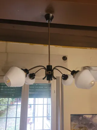 Lampada Stilnovo anni '50 ottone e opalino