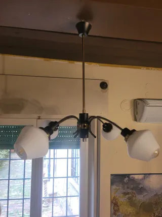 Lampada Stilnovo anni '50 ottone e opalino