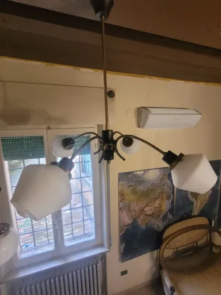 Lampada Stilnovo anni '50 ottone e opalino