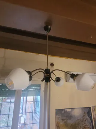 Lampada Stilnovo anni '50 ottone e opalino