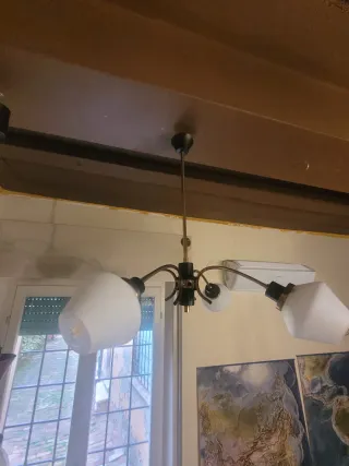 Lampada Stilnovo anni '50 ottone e opalino