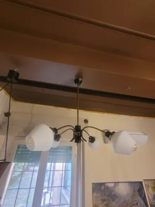 Lampada Stilnovo anni '50 ottone e opalino