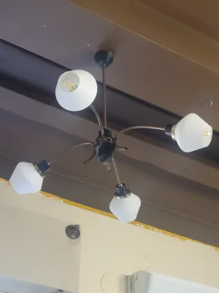 Lampada Stilnovo anni '50 ottone e opalino