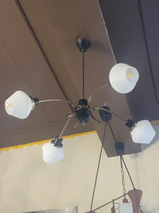 Lampada Stilnovo anni '50 ottone e opalino