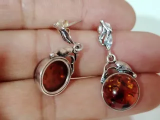 Pendientes Vintage Plata y Ámbar Natural