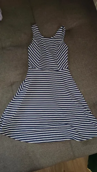 Vestido niña rayas azul y blanco