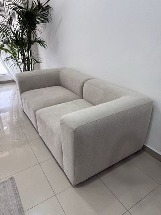 Sofá 2 plazas beige tela