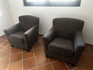 2 Butacas de Salón Tela Marrón