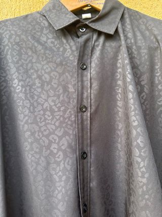 Camicia Nera Fantasia Leopardata XL