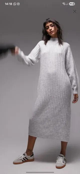 Vestido Topshop punto gris